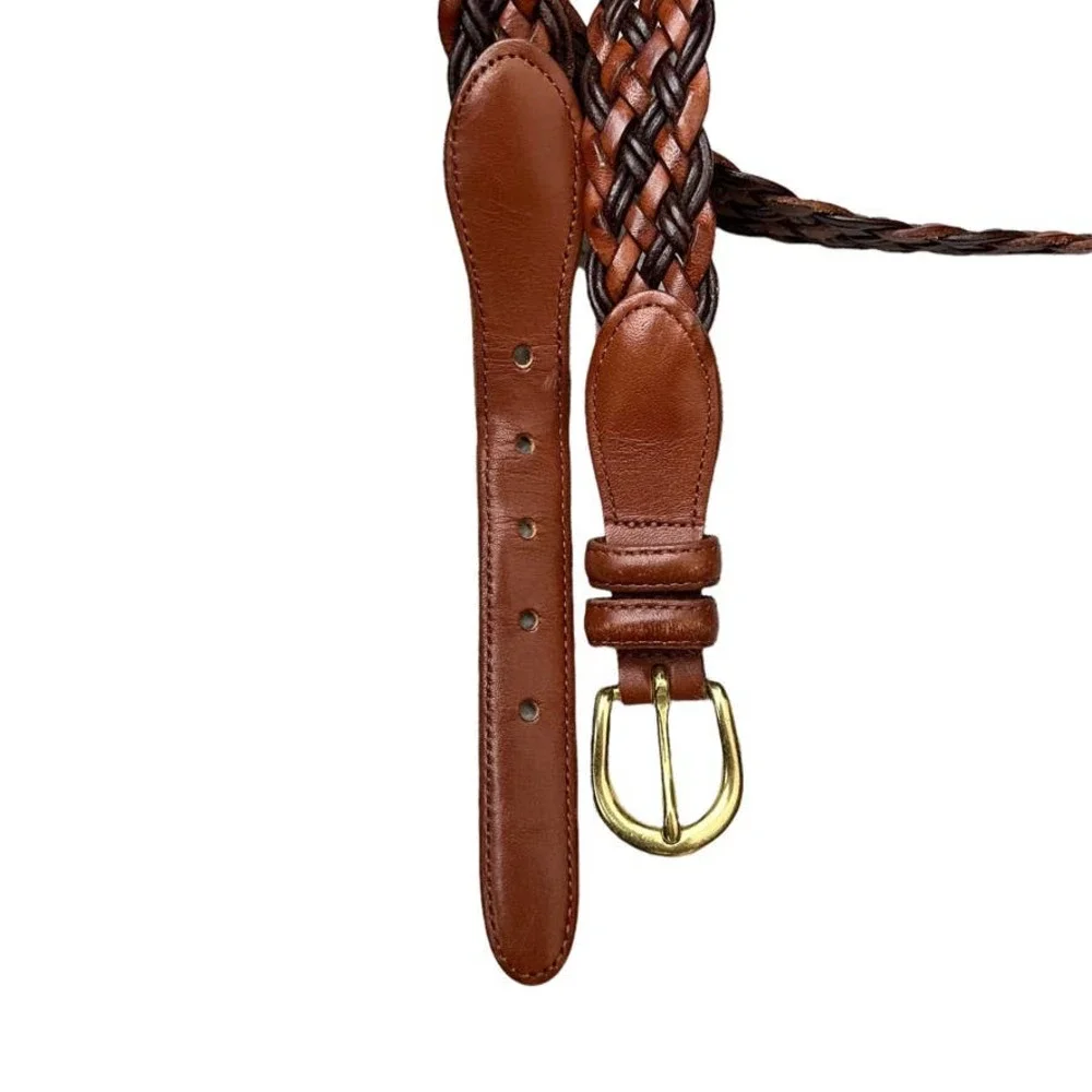 Coach Braided Woven Leather Belt in British Tan Size 42/105